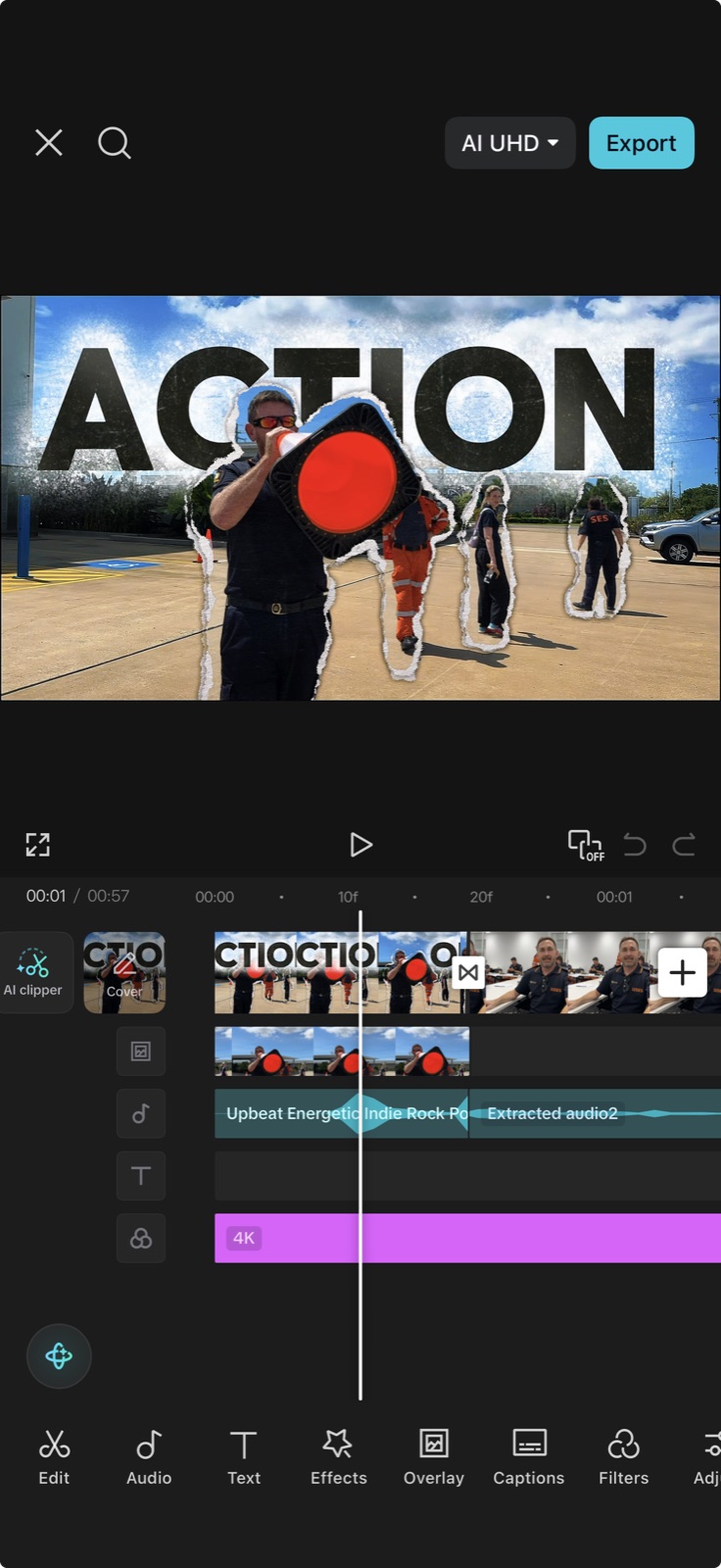 Editing a video on a phone in CapCut