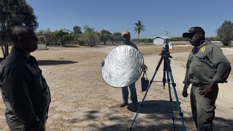 Rangers running an outdoor smartphone video shoot on Country