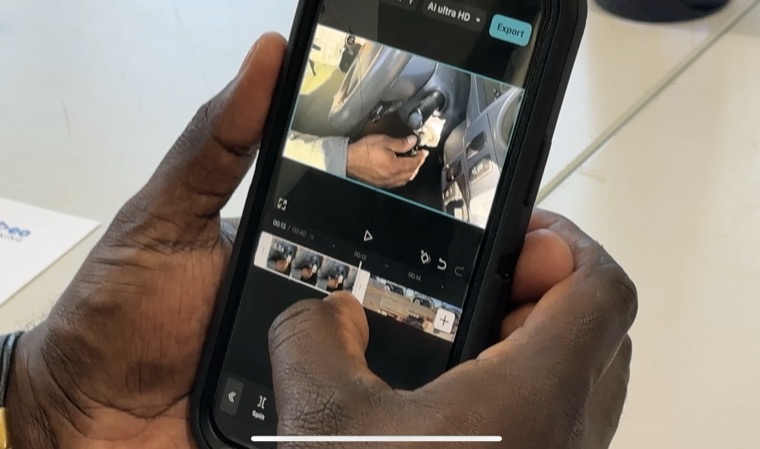 Editing a video on a phone in VN